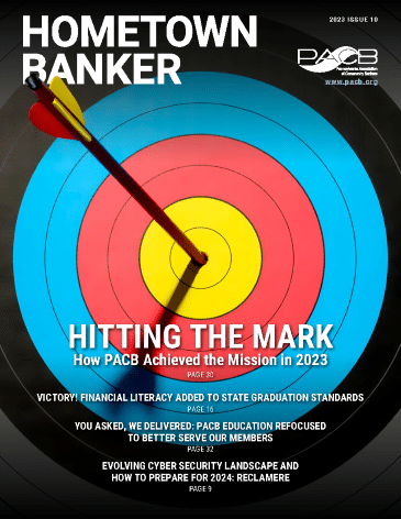 Issue 10 cover of the PACB Magazine, Hometown Banker