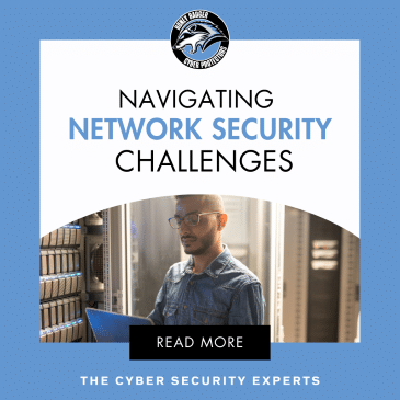 Blog post cover image with text reading: "Navigating Network Security Challenges"