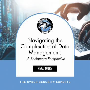 Blog post cover image with text reading: "Navigating the Complexities of Data Management: A Reclamere Perspective"