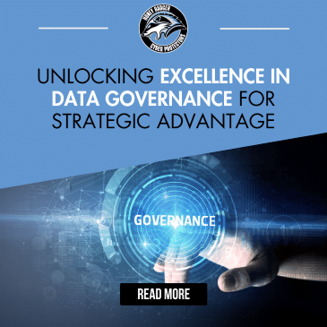 Blog post cover image with text reading: "Unlocking Excellence in Data Governance for Strategic Advantage"