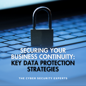 Blog post cover image with text reading: "Securing Your Business Continuity: Key Data Protection Strategies"