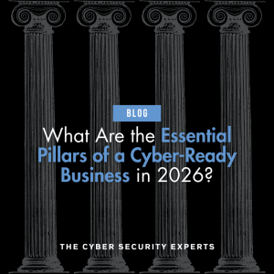 Blog post cover image with text reading: What Are the Essential Pillars of a Cyber-Ready Business in 2026?